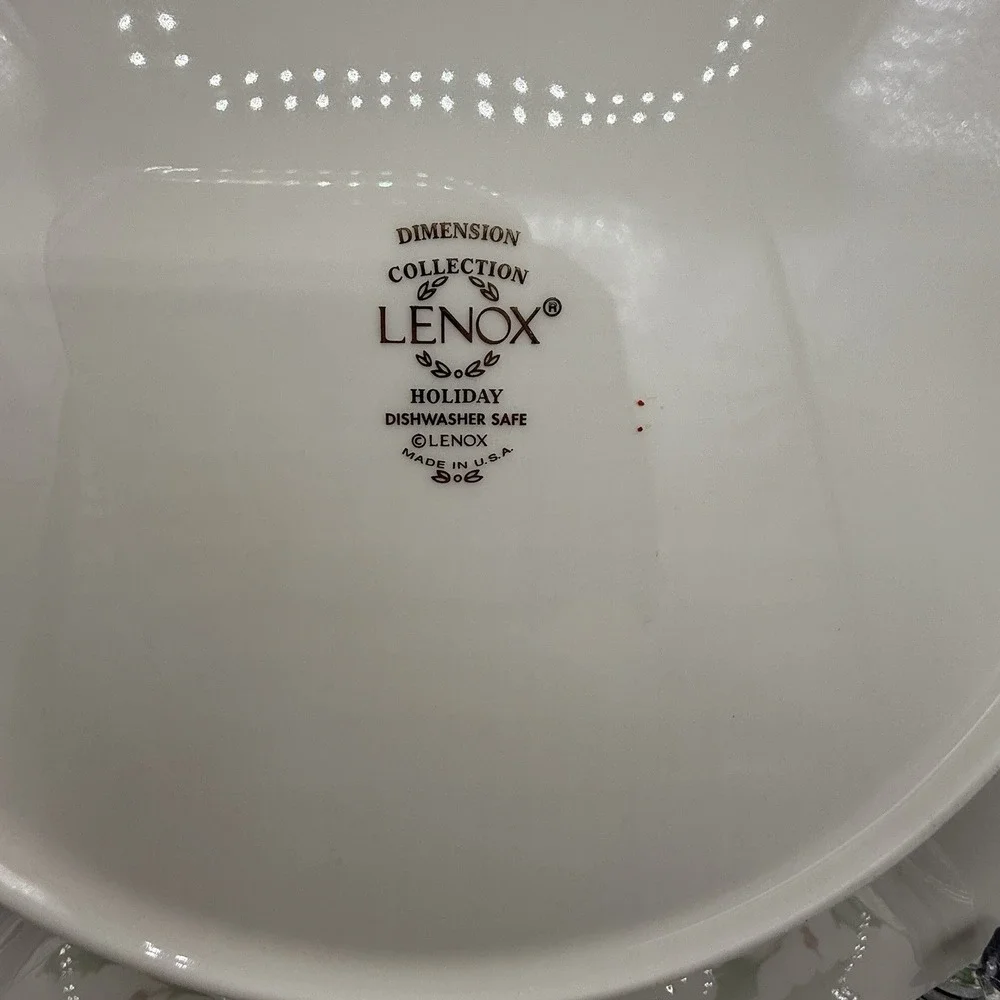 4 Lenox Holiday‎ Dimension Salad Plate Holly Berries Gold Rim Christmas MINTY